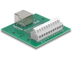 Delock RJ50 Buchse zu Terminalblock mit Drucktaster für Hutschiene