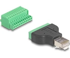 Delock RJ50 Stecker zu Terminalblock Adapteris mit Drucktaster