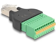 Delock RJ50 Stecker zu Terminalblock Adapteris mit Drucktaster
