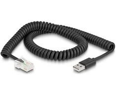 Delock RJ50 zu USB 2.0 Typ-A Barcode Scanner Spiralkabel 2 m
