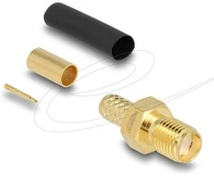 Delock RP-SMA Buchse zum Crimpen LMR200 mit passendem Schrumpfschlauch