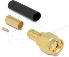 Delock RP-SMA Stecker zum Crimpen LMR200 mit passendem Schrumpfschlauch