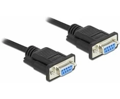 Delock RS-232 Kabelis Seriell D-Sub 9 Buchse zu Buchse Nullmodem mit schmalem Steckergehäuse - Full Handshaking - 5 m