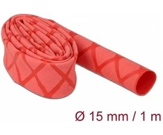 Delock Schrumpfschlauch X-Muster rutschfest 1 m x 15 mm raudona