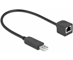Delock Serielles Anschlusskabel mit FTDI Chipsatz, USB 2.0 Typ-A Stecker zu RS-232 RJ45 Buchse 25 cm juodas