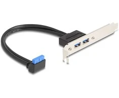Delock Slotblech 1 x USB 5 Gbps Pfostenbuchse 90° gewinkelt zu 2 x USB 5 Gbps Typ-A Buchse 50 cm