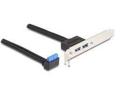 Delock Slotblech 1 x USB 5 Gbps Pfostenbuchse 90° gewinkelt zu 2 x USB 5 Gbps Typ-A Buchse 50 cm