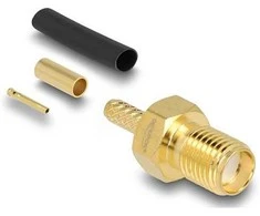 Delock SMA Buchse zum Crimpen RG-174 / RG-316 mit passendem Schrumpfschlauch