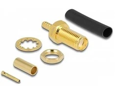 Delock SMA Buchse zum Crimpen RG-174 / RG-316 mit passendem Schrumpfschlauch - 5 Stück