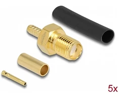 Delock SMA Buchse zum Crimpen RG-174 / RG-316 mit passendem Schrumpfschlauch - 5 Stück