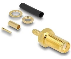 Delock SMA Buchse zum Crimpen RG-174 / RG-316 mit passendem Schrumpfschlauch