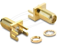 Delock SMA End-Launch-Buchse gerade an Leiterplatte bis 1,7 mm Gewindelänge 9 mm
