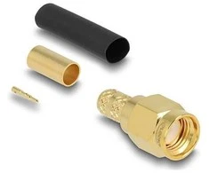 Delock SMA Stecker zum Crimpen LMR200 mit passendem Schrumpfschlauch