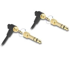 Delock Spiralkabel 3,5 mm 3 Pin Klinkenstecker zu Klinkenstecker gewinkelt mit Schraubadapter zu 6,35 mm 75 cm