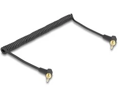 Delock Spiralkabel 3,5 mm 3 Pin Klinkenstecker zu Klinkenstecker gewinkelt mit Schraubadapter zu 6,35 mm 75 cm