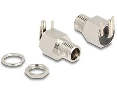 Delock Steckverbinder DC 5,5 x 2,5 mm Buchse zum Einbau Lötversion gewinkelt - Sechskant 20 V / 10 A