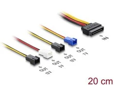 Delock Stromversorgungskabel SATA 15 Pin Stecker zu 4 x 2 Pin Lüfter (12 V / 7 V / 5 V) 20 cm