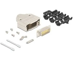 Delock Sub-D Steckergehäuse 15 Pin aus Metall inklusive Steckerverbinder Stecker und Montagematerial