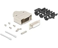 Delock Sub-D Steckergehäuse 15 Pin aus Metall inklusive Steckerverbinder Buchse und Montagematerial