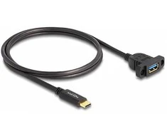 Delock SuperSpeed USB 10 Gbps (USB 3.2 Gen 2) Kabelis USB Type-C™ Stecker zu USB Typ-A Buchse 1 m zum Einbau juodas