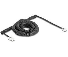 Delock Telefonkabel / Spiralkabel RJ11 Stecker zu RJ45 Stecker juodas 10 m