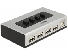 Delock Umschalter USB 2.0 mit 1 x Typ-B Buchse zu 4 x Typ-A Buchse manuell bidirektional