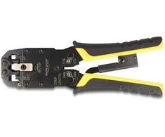 Delock Universelle Crimpzange mit Abisolierer für 10P (RJ50), 8P (RJ45), 6P (RJ12/11), 6P DEC oder 4P Modular Stecker
