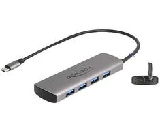 DELOCK USB 10 Gbps 4 Port USB Typ-A Hub mit USB Type-C Anschluss und zustzlicher Strombuchse