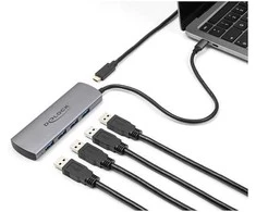 DELOCK USB 10 Gbps 4 Port USB Typ-A Hub mit USB Type-C Anschluss und zustzlicher Strombuchse