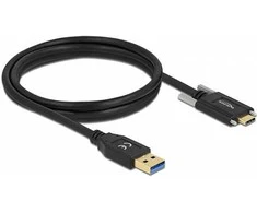 Delock USB 10 Gbps Kabelis Typ-A Stecker zu USB Type-C™ Stecker mit Schrauben seitlich 1,5 m