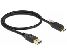 Delock USB 10 Gbps Kabelis Typ-A Stecker zu USB Type-C™ Stecker mit Schraube oben 0,5 m