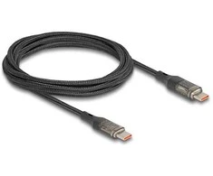 DELOCK USB 2.0 Daten- und Schnellladekabel USB Type-C Stecker zu Stecker PD 3.0 100 W mit Leistungsanzeige transparent 2m