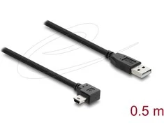 Delock USB 2.0 Kabelis Typ-A Stecker zu Typ Mini-B Stecker rechts gewinkelt 0,5 m