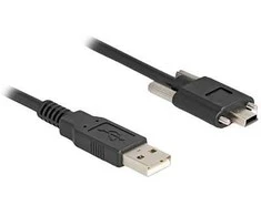 DELOCK USB 2.0 Kabelis Typ-A Stecker zu Typ Mini-B Stecker mit Schraubenabstand 13mm 1m juodas