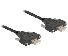 DELOCK USB 2.0 Kabelis Typ-A Stecker zu Stecker mit Schraubenabstand 30mm 1m juodas