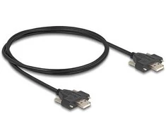 DELOCK USB 2.0 Kabelis Typ-A Stecker zu Stecker mit Schraubenabstand 30mm 1m juodas