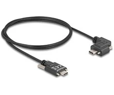 DELOCK USB 2.0 Kabelis USB Type-C Stecker mit Schrauben zu USB Type-C Stecker mit Schrauben gewinkelt links / rechts PD 3.0 60 W 1m