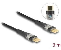 DELOCK USB 2.0 Typ-C St. zu St. transparent PD 3.0 100 W 3 m