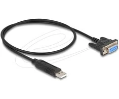 Delock USB 2.0 zu Seriell RS-232 Adapteris Sub-D 9 Buchse mit Schrauben kompaktem Steckergehäuse 50 cm FTDI