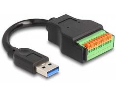 Delock USB 3.2 Gen 1 Kabelis Typ-A Stecker zu Terminalblock Adapteris mit Drucktaster 15 cm