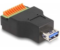 Delock USB 3.2 Gen 1 Typ-A Buchse zu Terminalblock Adapteris mit Drucktaster