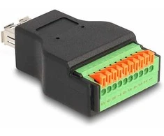 Delock USB 3.2 Gen 1 Typ-A Buchse zu Terminalblock Adapteris mit Drucktaster
