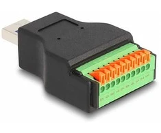 Delock USB 3.2 Gen 1 Typ-A Stecker zu Terminalblock Adapteris mit Drucktaster