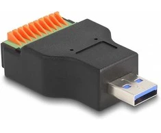Delock USB 3.2 Gen 1 Typ-A Stecker zu Terminalblock Adapteris mit Drucktaster