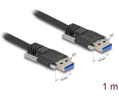 Delock USB 5 Gbps Kabelis Typ-A Stecker zu Typ-A Stecker mit Schraubenabstand 19 mm / M3 Schrauben 1 m juodas