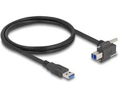 Delock USB 5 Gbps Kabelis USB Typ-A Stecker gerade zu USB Typ-B Stecker mit Schraubenabstand 22 mm 90° nach oben gewinkelt 1 m juodas