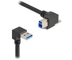 Delock USB 5 Gbps Kabelis USB Typ-A Stecker 90° nach unten gewinkelt zu USB Typ-B Stecker mit Schraube 90° nach rechts gewinkelt 1 m juodas