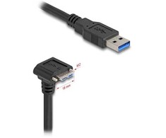 Delock USB 5 Gbps Kabelis USB Typ-A Stecker gerade zu USB Micro-B Stecker 90° nach unten gewinkelt mit Schraubenabstand 18 mm 1 m juodas