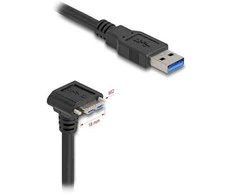 Delock USB 5 Gbps Kabelis USB Typ-A Stecker gerade zu USB Micro-B Stecker 90° nach unten gewinkelt mit Schraubenabstand 18 mm 1 m juodas