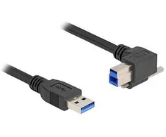 Delock USB 5 Gbps Kabelis USB Typ-A Stecker gerade zu USB Typ-B Stecker mit Schraube 90° nach rechts gewinkelt 1 m juodas